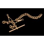 Antique Period Part 9ct Gold Albert Chain with T-Bar and Two Clasps.