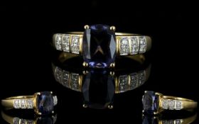 Ladies Attractive 9ct Gold Tanzanite and Diamond Dress Ring,