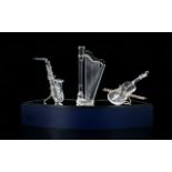 Swarovski Silver Crystal Musical Instruments ( 3 ) Crystal Melodies Collection. Comprises 1/