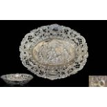 German 19th Century Superb Quality Silver Very Ornate Bon Bon Dish with Open worked Sides,