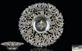 Austrian - Mid 19th Century Fine Quality Cast Silver Open Worked Footed Bowl of Excellent Quality.