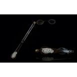 Regency - Superb Quality Tortoiseshell and Silver Lorgnette with Folding Spring Action Overlaid