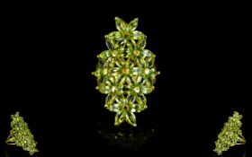 Peridot Floral Lozenge Statement Ring,