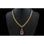 Attractive 9ct Gold Pear Shaped Pendant / Drop,