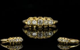 Antique Period 18ct Gold 5 Stone Diamond Set Ring. The Old Cut Diamonds of Good Quality and Clarity.