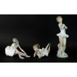 Nao Ceramic Ballerinas Figures ( 3 ) In Total. All Figures Stamped to Bases.