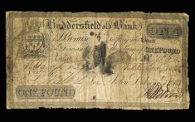 Huddersfield Old Bank One Pound Note, Dated 1825 For John Dobson & Sons, Britannia at centre.