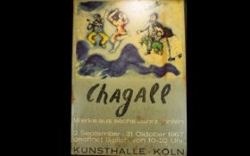 A 1967 Marc Chagall Colour Poster From Kunsthalle Koln Original exhibition poster mounted on ply,