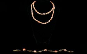 A Coral Necklace And Bracelet two items in total, the first,