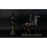 2 Bronzed Figures, Comprising 1/ Jockey