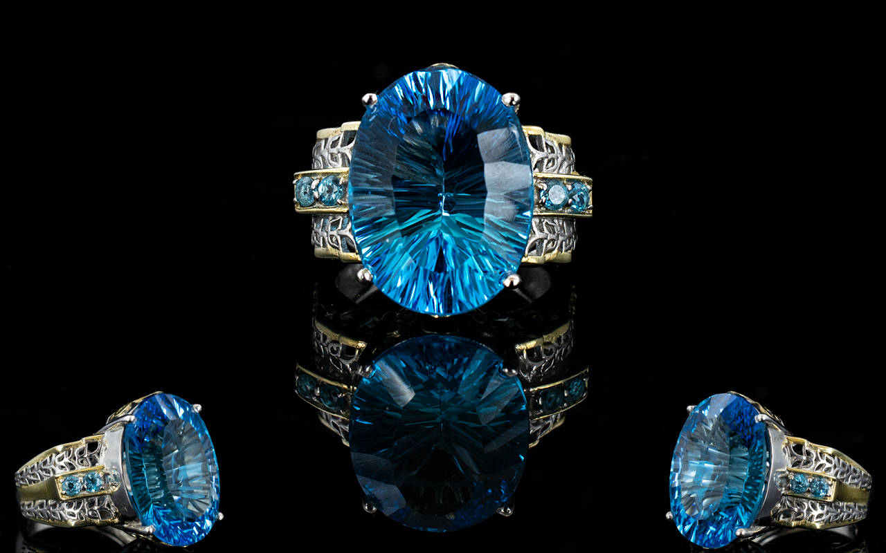 Swiss Blue Topaz Statement Ring, a large