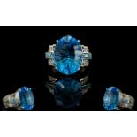 Swiss Blue Topaz Statement Ring, a large