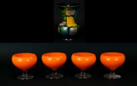 Set of ( 4 ) Retro Opaque Orange Glasses
