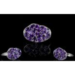 Amethyst Concave Cluster Ring, a cluster