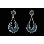 Blue Diamond Drop Earrings, .5ct, each e