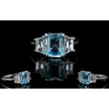 Sky Blue Topaz and White Topaz Ring, an