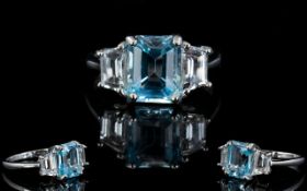 Sky Blue Topaz and White Topaz Ring, an