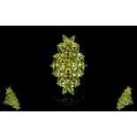 Peridot Floral Lozenge Statement Ring, a