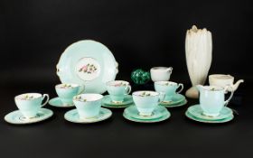 Collection of Pottery comprising mint green Royal Hammersley bone china part teaset with floral
