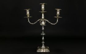 Edwardian Period Fine Quality Solid Silver 3 Branch Candelabra In a Classical Design of Solid