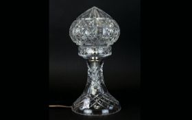 Fine Quality 1950's Mushroom Shaped Cut Crystal Table Lamp of Good Proportions and Heavy. No