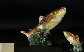 Jema-Ware Holland Nice Quality Large Lustre Figure of a Leaping Fish ' Rainbow Trout ' Model Num