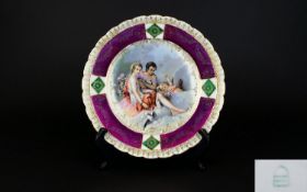 Royal Vienna Style Fine Handpainted and Signed Cabinet Plate signed F Boucher circa 1890. Blue