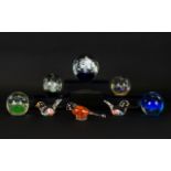 A Collection of Mid to Late 20th Century Glass Paperweights and Small Figures ( 8 ) Pieces In Total.