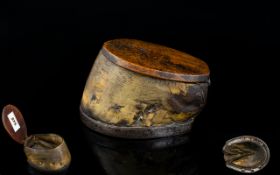 Antique Period Real Horse Hoof Wooden Top Hinged Snuff Box / Desk Tidy,