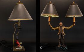 Contemporary Novelty And Comical Figural Monkey Table Lamp,