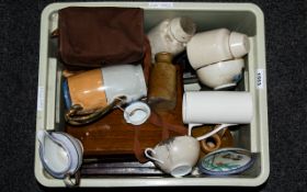 Mixed Lot To Include Stoneware Jars, Old Wood Planes, Wooden Boxes,