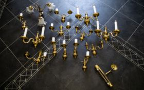 A Collection Of Brass Wall light Fittings.