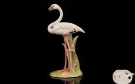 Mid 20th Century Porcelain Figure of a Flamingo In a Standing Position - Please See Photo.