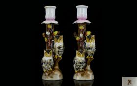 German Mid 19th Century Attractive and Novelty Pair of Hand Painted - Porcelain Figural Ceramic