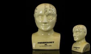Antiqued - Ceramic Phrenology / Medical Head / Bust, by L.N. Fowler. c.1950's / 1960's.