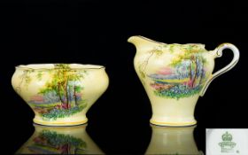 Aynsley Nice Quality Bone China Hand Painted Milk Jug and Sugar Bowl of Small Form,