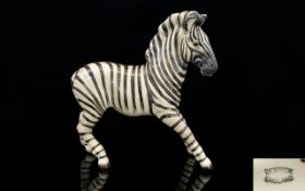Beswick Horse Figure ' Zebra ' 2nd Version - White and Black Stripes. Model No 845B, Retired 1969.