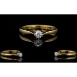 Ladies 9ct Gold Single Stone Diamond Set Ring. Diamonds - Good Colour, Diamond Weight 0.10 pts.