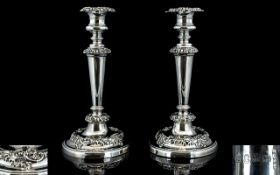 George III - John and Thomas Settle Superb Quality and Handsome Pair of Silver Candlesticks.