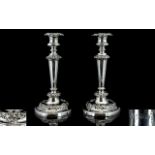 George III - John and Thomas Settle Superb Quality and Handsome Pair of Silver Candlesticks.
