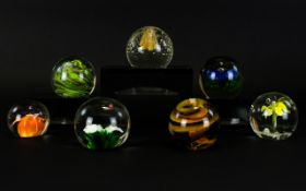 A Fine Collection of Vintage Glass Paperweights - Midina and Others ( 7 ) Seven In Total.