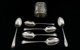 A Collection Of Silver Items To include a set of six silver teaspoons,