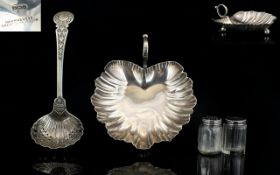 Victorian Period Nice Quality Silver Shell Shaped Sweetmeat Dish, Raised on 3 Ball Feet.