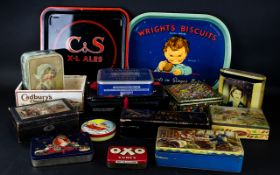 Box of Old Metal Tins. Different Subjects & Sizes. A/F.