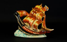 Arthur Wood Ceramic Figure in the form of HMS Nelson circa 1930's on an oval base,