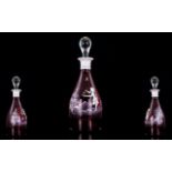 Mary Gregory Style Cranberry Glass Decanter of Superior Quality and Condition. Height 11.