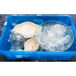 Box of Misc Collectables, Includes Cut Glass Punch Bowl and Glasses, Other Various Glass Items,