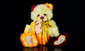 Charlie Bears Ltd and Numbered Edition Teddy Bear with Multi Coloured Ribbon Necklace ' Ice Lolly '