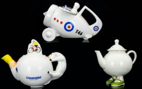 A Collection of Ceramic Novelty Teapots ( 3 ) In Total.
