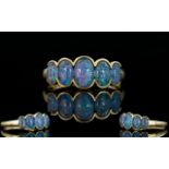 Contemporary and Attractive Five Stone Blue Opal Set Ring, fully hallmarked for 9ct 375.